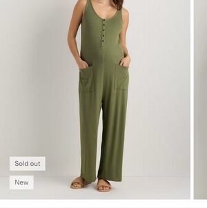 Quince Gray Sleeveless DressBamboo Rib Maternity Button Front Jumpsuit Small